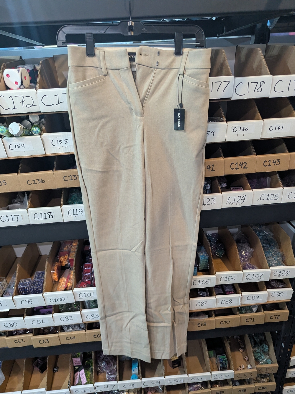 Express High-Rise Straight Leg Pants in Beige | 0R